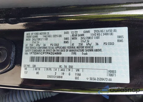 2023 Ford F-150 Xlt z USA, uszkodzony, nr VIN 1FTEW1CP7PKD24869